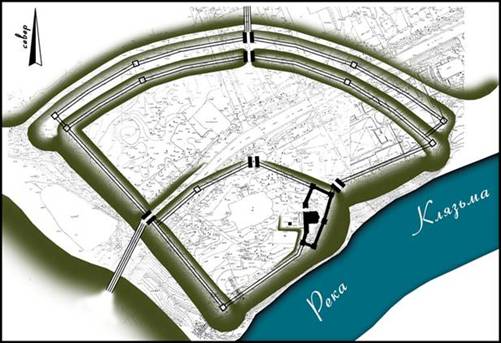 The plan of the city hierarchy in the XII century (reconstruction VK Emelina).