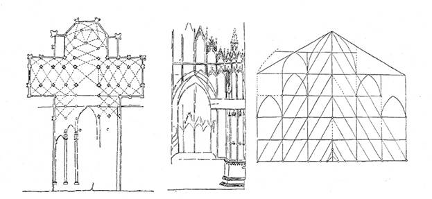 Medieval drawings Milan Cathedral (plan with a fragment of the section, the facade of the proportional scheme).