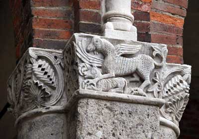 Small caps in the Cathedral of San Ambrogio in Milan (Milano), Italy.