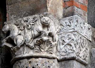 Small caps in the Cathedral of San Ambrogio in Milan (Milano), Italy. 