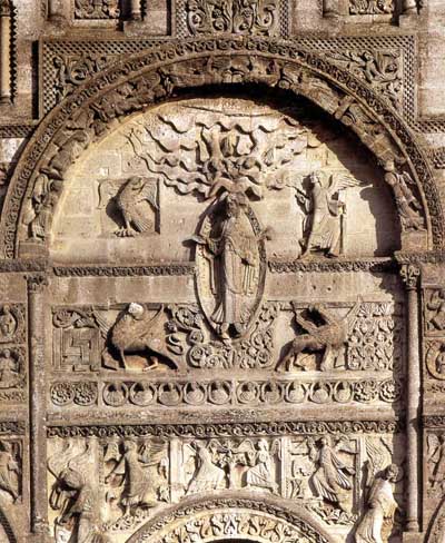 A fragment of decoration of the Cathedral in Angouleme (main road), the Department of Charente (Charente, Poitou-Charentes (Poitou-Charentes), France. 