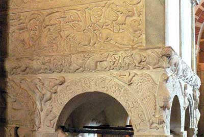 A fragment of decoration of the Cathedral of San Ambrogio in Milan (Milano), Italy.