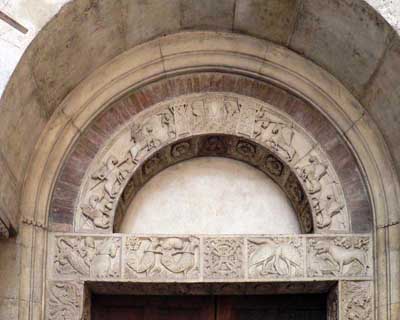 A fragment of decoration of the Cathedral in Modena (Modena), Italy.