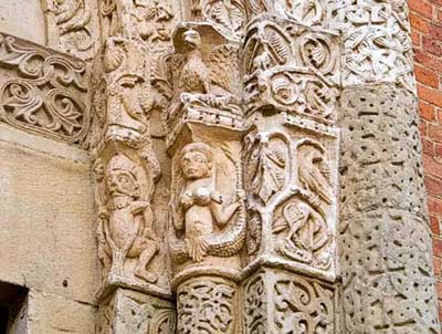 A fragment of decoration of the Church of San Francesco in Pavia (Pavia), Italy