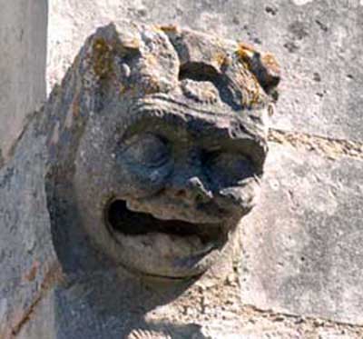 A fragment of decoration of the Church of St. Peter in Benoni (Benon), the Department of Charente Maritime (Charente-Maritime), France.