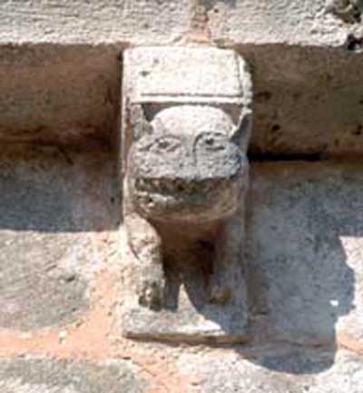 A fragment of decoration of the Church of Saint-Etienne in Lakeville (Macqueville), the Department of Charente Maritime (Charente-Maritime), France.