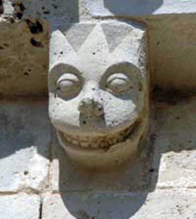 A fragment of decoration of the Church of Saint-Brice in Saint-Mande-sur-Breuer (Saint-Mandé-sur-Brédoire), the Department of Charente Maritime (Charente-Maritime), France.