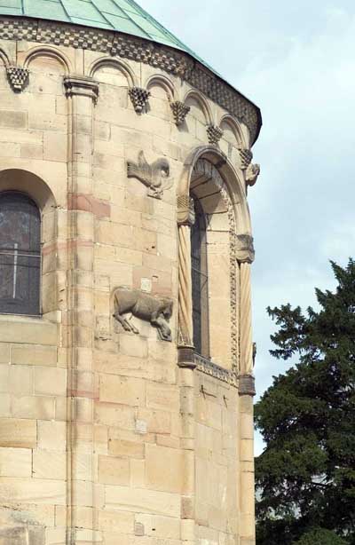 A fragment of decoration of the Church in Rezhime (Rosheim), Alsace (Alsace), France.