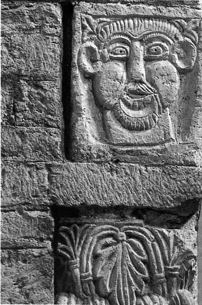 A fragment of decoration of the Church of Saint-Philibert in Turnu (Tournus), Department of Saone et Loire (Saône-et-Loire), France.