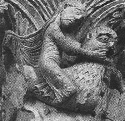 A fragment of decoration of the Church of Mary Magdalene in the Abbey of Vezelay (Vézelay), the Department of Yonne (Yonne, France.