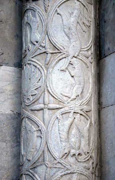 Column in the Church in the city of Luke (Lucca), Italy.