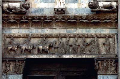 A fragment of decoration of the Church of San Andrea in Pistoia (Pistoia), Italy.