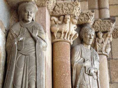 A fragment of decoration of the Church of San Vicente in Avila (Avila), Castile and Leon (Castilla y Leon), Spain.