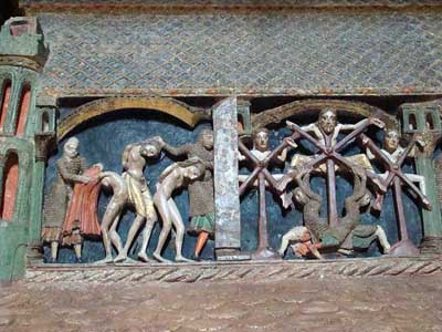 A fragment of decoration of the Cenotaph in the Church of San Vicente in Avila (Avila), Castile and Leon (Castilla y Leon), Spain.