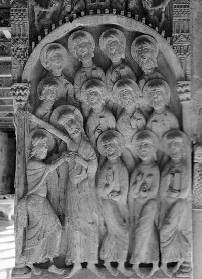 A fragment of decoration of the Cathedral of the convent of Santo Domingo in the Silo (Silos), in the province of Burgos (Burgos), the region of Castile and Leon (Castilla y Leon), Spain.