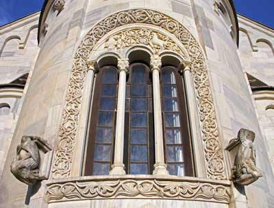 A fragment of decoration of the Church of the virgin in Studenica, Serbia.