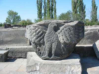 A fragment of decoration of the temple of Watching forces in Zvartnots Armenia.