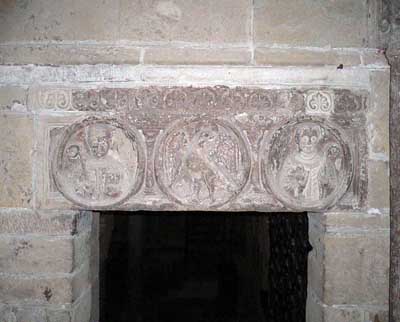 A fragment of decoration of the Church of San Michele in Pavia (Pavia), Italy.