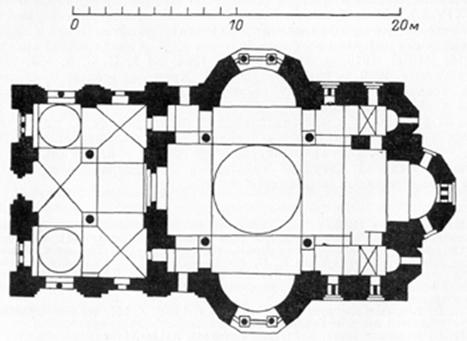 Athos. The plan of the Cathedral of the Hilandar monastery (XIII - XIV century).