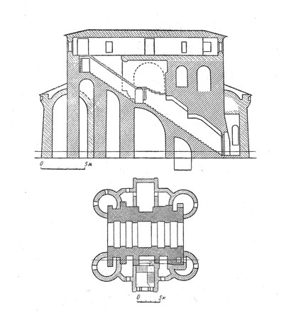 The Golden gate. Section and plan.