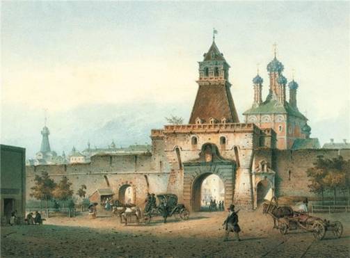 I. Weiss. Ilyinsky gate of China-Town. The mid-nineteenth century.