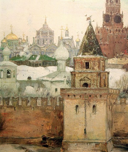 . The Kremlin in the winter. Painting By M. V. Nesterov. 1897.