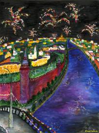 Sergey Zagraevsky
FIREWORK ABOVE MOSCOW 
24x18 wat.col.
2001
