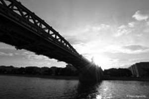 Andreevsky bridge at sunset
