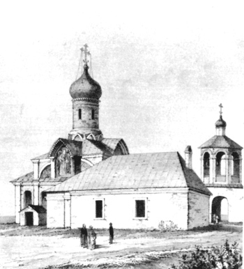 The Church of the Annunciation in the Old Vagankovo. Lithography AA Martynov and im Snegireva.