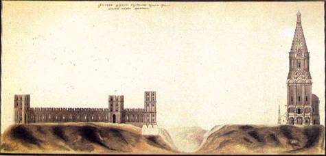 Borisov town. The Church of Boris and Gleb, the fortress. The image of the late XVII century.