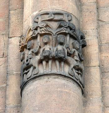 Cathedral in Speyer. Zooanthropomorphous bas-relief on the altar pilaster.
