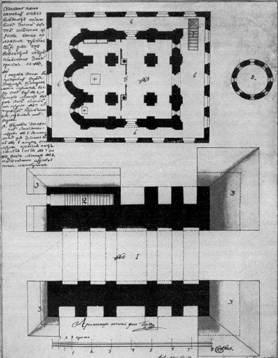 Golden Gate. Drawing by von Berk and Gusev. Plans.