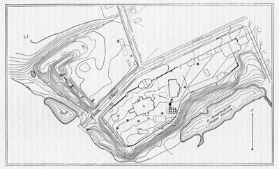  Plan of the ancient part of the modern town of Bogolyubovo (by N.N. Voronin).