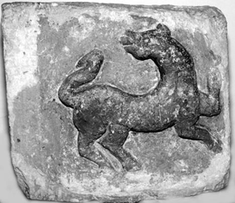 The original zoomorphic bas-relief "Gorodische" Church. General view.